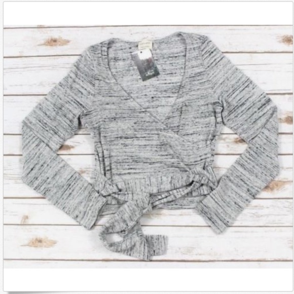 emory park Tops - Emory Park Crossover Faux Wrap Top Gray V Neck
